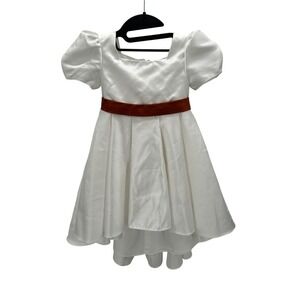 Azazie White Satin Puff Sleeve Dress Size 3 Bow Detail Flower Girl Party Tulle